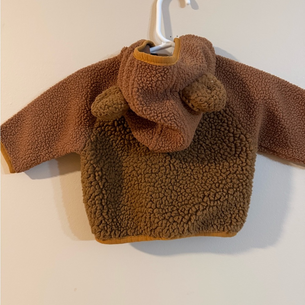 Columbia Tan/Brown Teddy Sherpa Hooded Baby Jacket 3-6 months - Picture 2 of 2